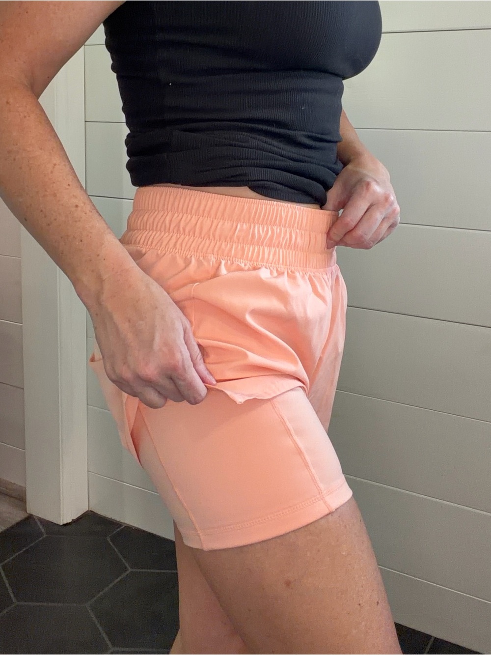 Reebok Peach Athletic Elastic-Waist Running Shorts
